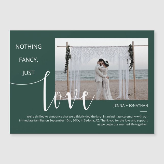 Emerald Green Modern Minimal Script Photo Magnet (Front)