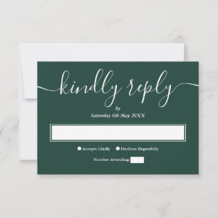 Emerald Green Modern Minimalist Elegant Script RSVP Card