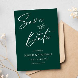 Emerald Green Modern Minimalist Elegant Wedding Save The Date