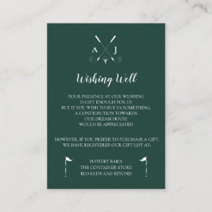 Emerald Green Modern Minimalist Golf Wedding Enclosure Card
