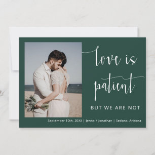 Emerald Green Modern Minimalist Photo Elopement Invitation