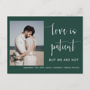 Emerald Green Modern Minimalist Photo Elopement Postcard