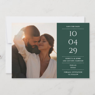 Emerald Green Modern Minimalist Wedding Photo Save The Date