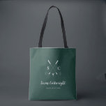 Emerald Green Modern Monogram Golf Wedding Tote Bag<br><div class="desc">Emerald green modern monogrammed golf wedding tote bag. For a cohesive look, *** See Matching Items: https://www.zazzle.com/collections/emerald_green_golf_wedding-119601555915594349*** PERSONALIZE THIS ITEM (1) For further customization, please click the "customize further" link and use our design tool to modify this template. You can change the background colour too! (2) Contact me if you’d...</div>
