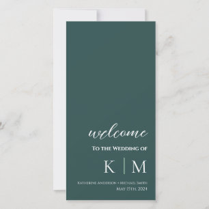 Emerald Green-Modern- Monogram-Wedding Program-