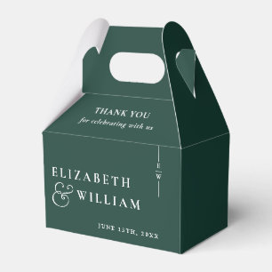 Emerald Green Modern Monogram Wedding Thank You Favor Box