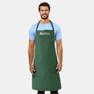 Emerald Green Modern Name Simple Waiter Apron