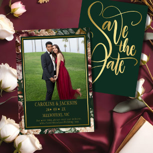 Emerald green Modern Photo Wedding Save the Date 