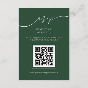 Emerald Green Modern QR Code Wedding RSVP Card