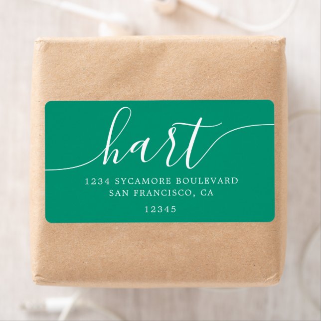 Emerald Green Modern Script Family Adresse de reto (En situation)