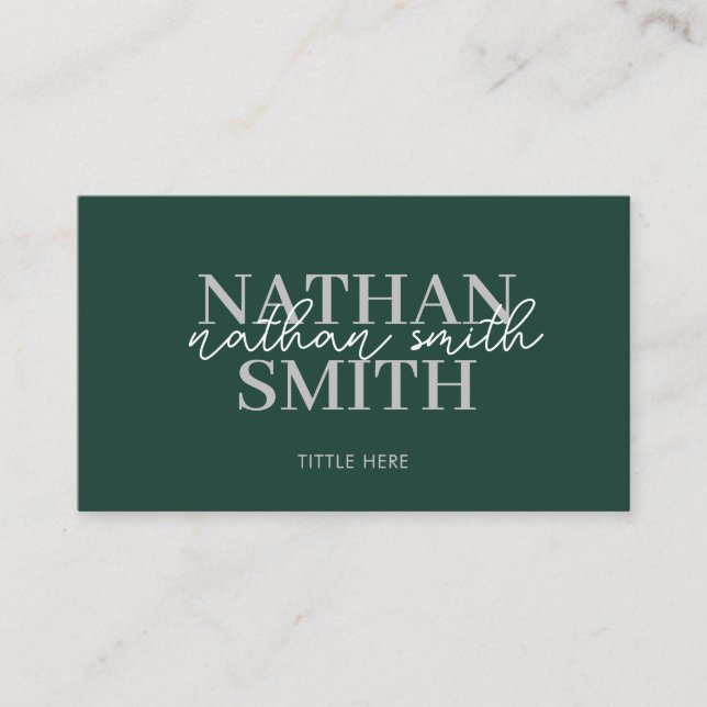 Emerald Green Modern Trendy Elegant  Business Card (Front)