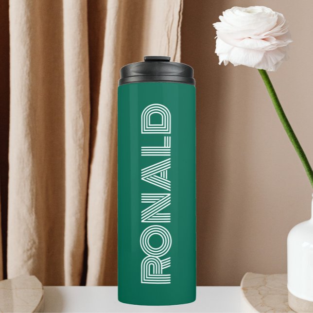 Emerald Green Modern Typography Personalized Thermal Tumbler (In Situ)