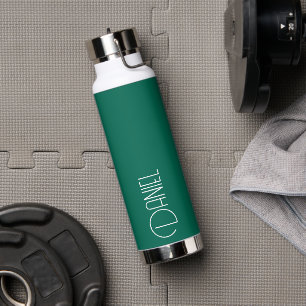 Emerald Green Modern Typography Personalized Water Bottle