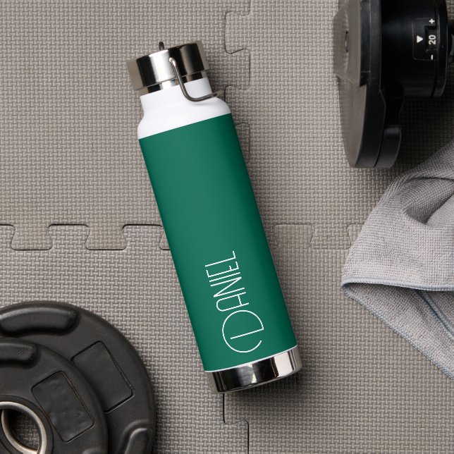 Emerald Green Modern Typography Personalized Water Bottle (Gym)