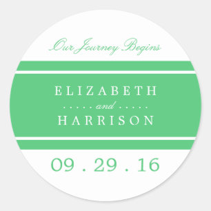 Emerald Green Modern Wedding Classic Round Sticker