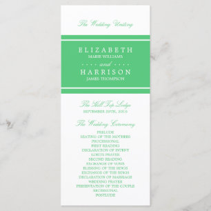 Emerald Green Modern Wedding Program