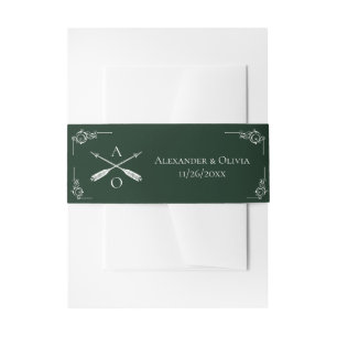 Emerald Green Monogram and Arrows Invitation Belly Band