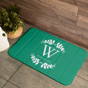 Emerald Green Monogram Bath Mat