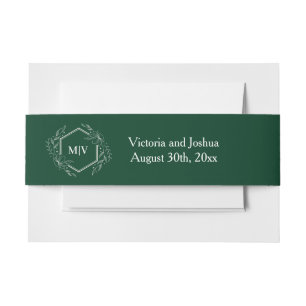 Emerald Green Monogram Crest Invitation Belly Band