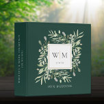 Emerald Green Monogram Greenery Wedding Photo Binder<br><div class="desc">Botanical watercolor greenery monogram initials emerald green wedding photo binder. Personalize with your monogram initials,  special date,  and name to create a beautiful elegant binder that is unique to you. Designed by Thisisnotme©</div>