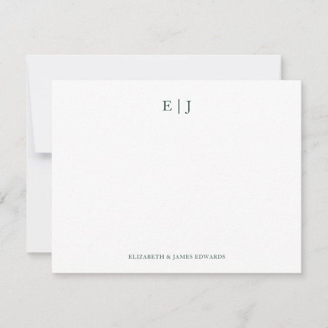 Emerald Green Monogram Initials Personalized Card (Front)
