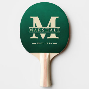Emerald Green Monogram & Name Overlay Ping Pong Paddle