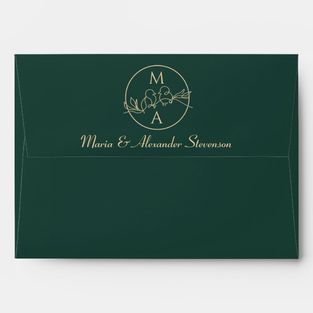 Emerald Green Monogram Wedding Envelope (Back (Top Flap))