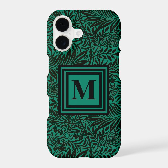 Emerald Green Monogrammed Botanical Pattern (Back)
