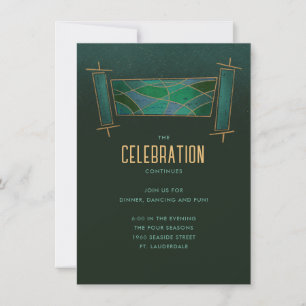 Emerald Green Mosaic Torah Scroll Party Enclosure Invitation