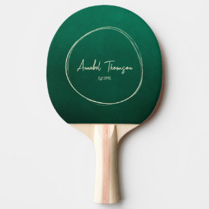 Emerald Green Name in Drawn Circle Ping Pong Paddle