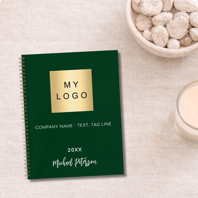 Emerald green name script business logo notebook (Creator Uploaded)