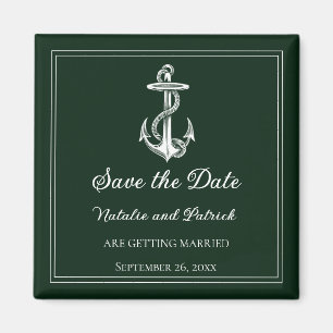 Emerald Green Nautical Anchor Save the Date Magnet