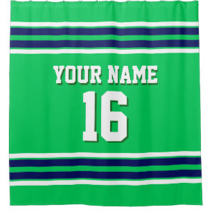 Emerald Green Navy White Stripes Sports Jersey