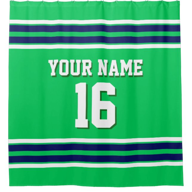 Emerald Green Navy White Stripes Sports Jersey (Front)
