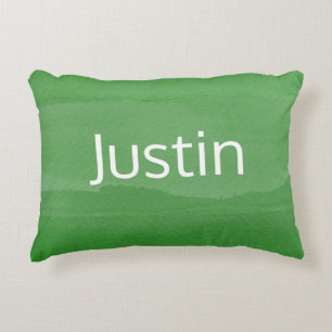 Emerald Green Ombre for Boy with Name Accent Pillow