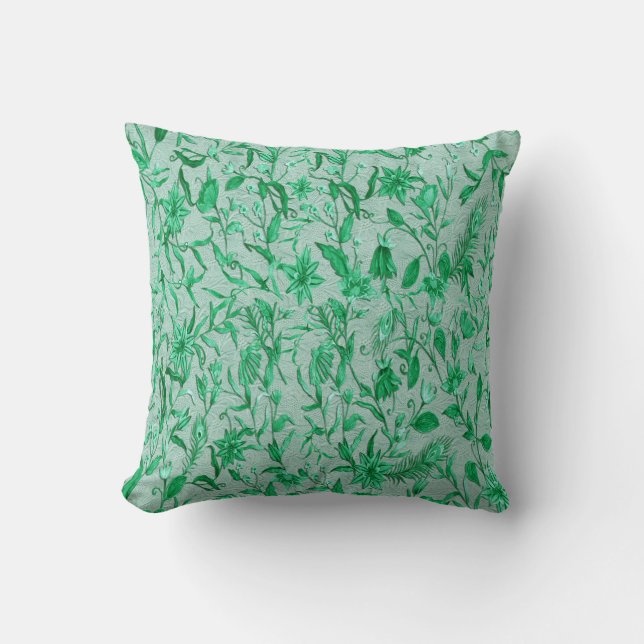 Emerald Green on a sculpture texture backing Throw Pillow (Front)