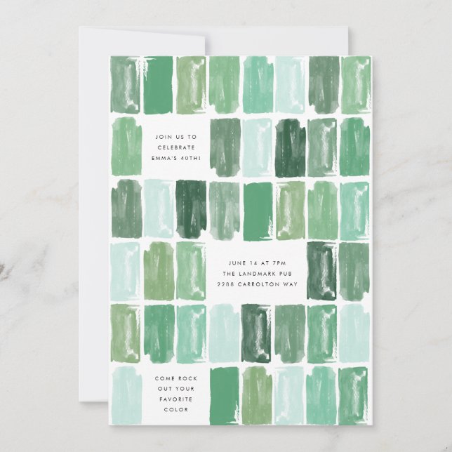 Emerald Green Painted Jewels Birthday Party Invitation (Front)