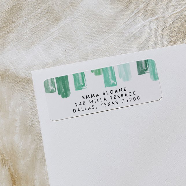 Emerald Green Painted Jewels Retourner l'adresse É (Emerald green jewels watercolor return address labels.)