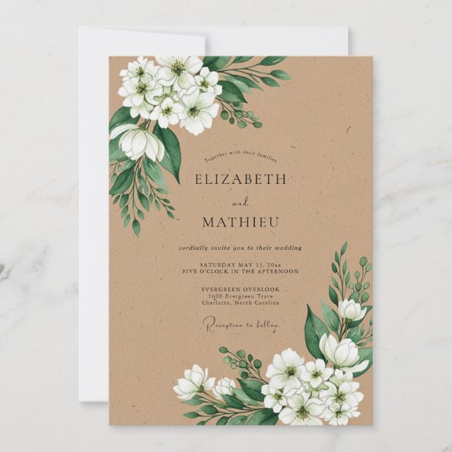 Emerald Green Pastoral Rustic Wedding Invitation (Front)