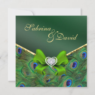 Emerald Green Peacock Faire-part de mariage