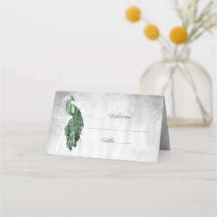 Emerald Green Peacock Reception Place Card