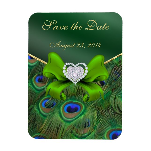 Emerald Green Peacock Save the Date Magnet (Vertical)