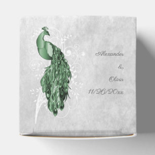 Emerald Green Peacock Wedding Favour Box