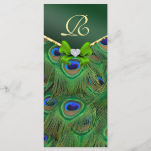 Emerald Green Peacock Wedding Program Rack Card