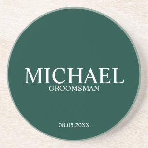 Emerald Green Personalized Groomsmen Coaster