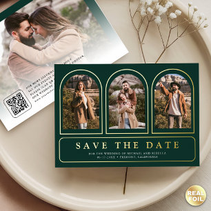 Emerald Green Photo QR Code Wedding Save the Date