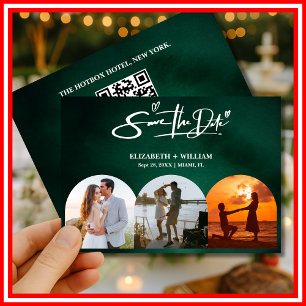 Emerald Green   Photo QR Save Date Save The Date