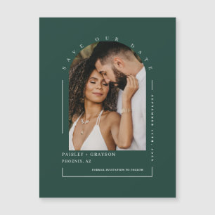 Emerald Green Photo Save Our Date Magnetic Card