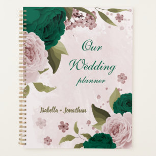 emerald green pink flowers wedding planner