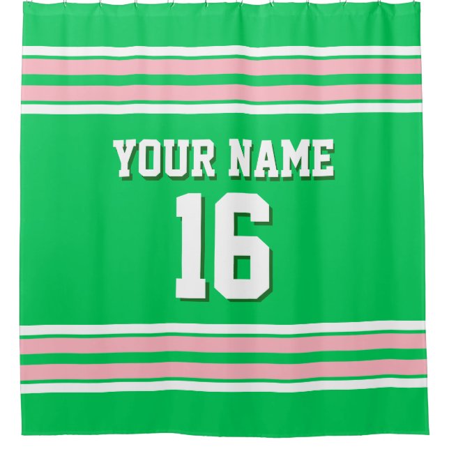 Emerald Green Pink White Stripes Sports Jersey (Front)